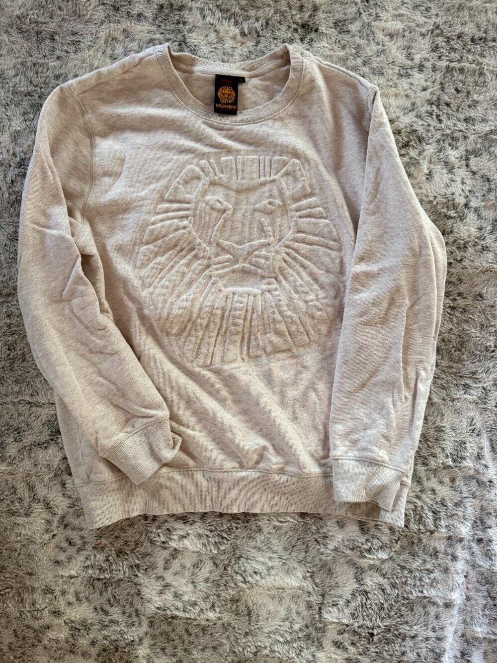 Disney The Lion King Broadway Musical Men's Crewneck Sweatshirt Large Beige Embo